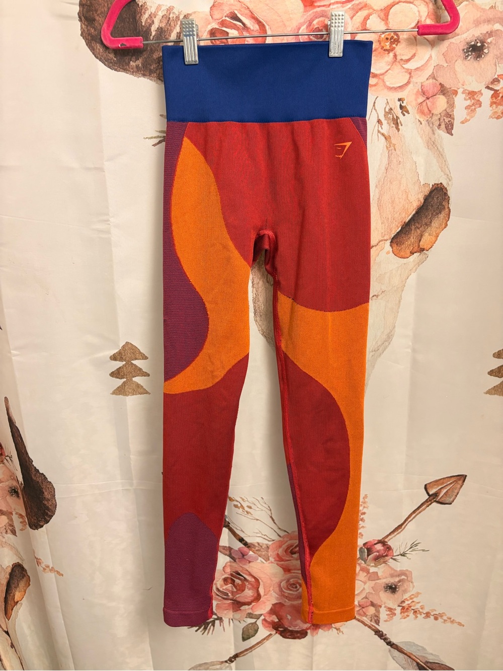 XS Gymshark  Colorblock Seamless Leggings - Red/Orange/Blue